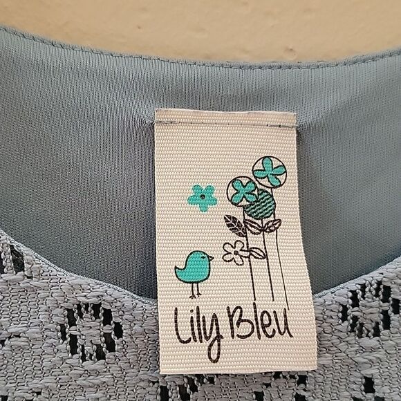 LULY BLEU DUSTY BLUE SLEEVELESS LACY FLORAL DRESS WITH CARDIGAN, SIZE 4 - Picture 5 of 8